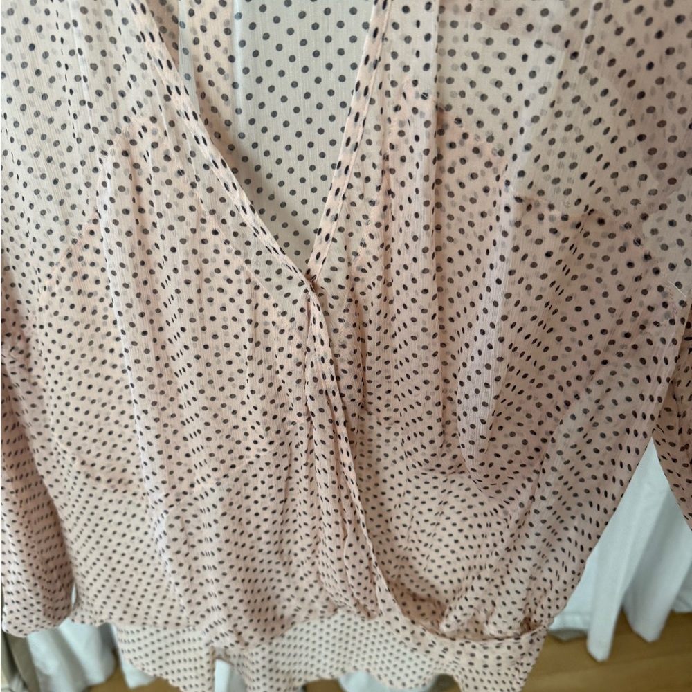 All Saints Pink Polka Dot Sheer Blouse - Picture 2 of 7